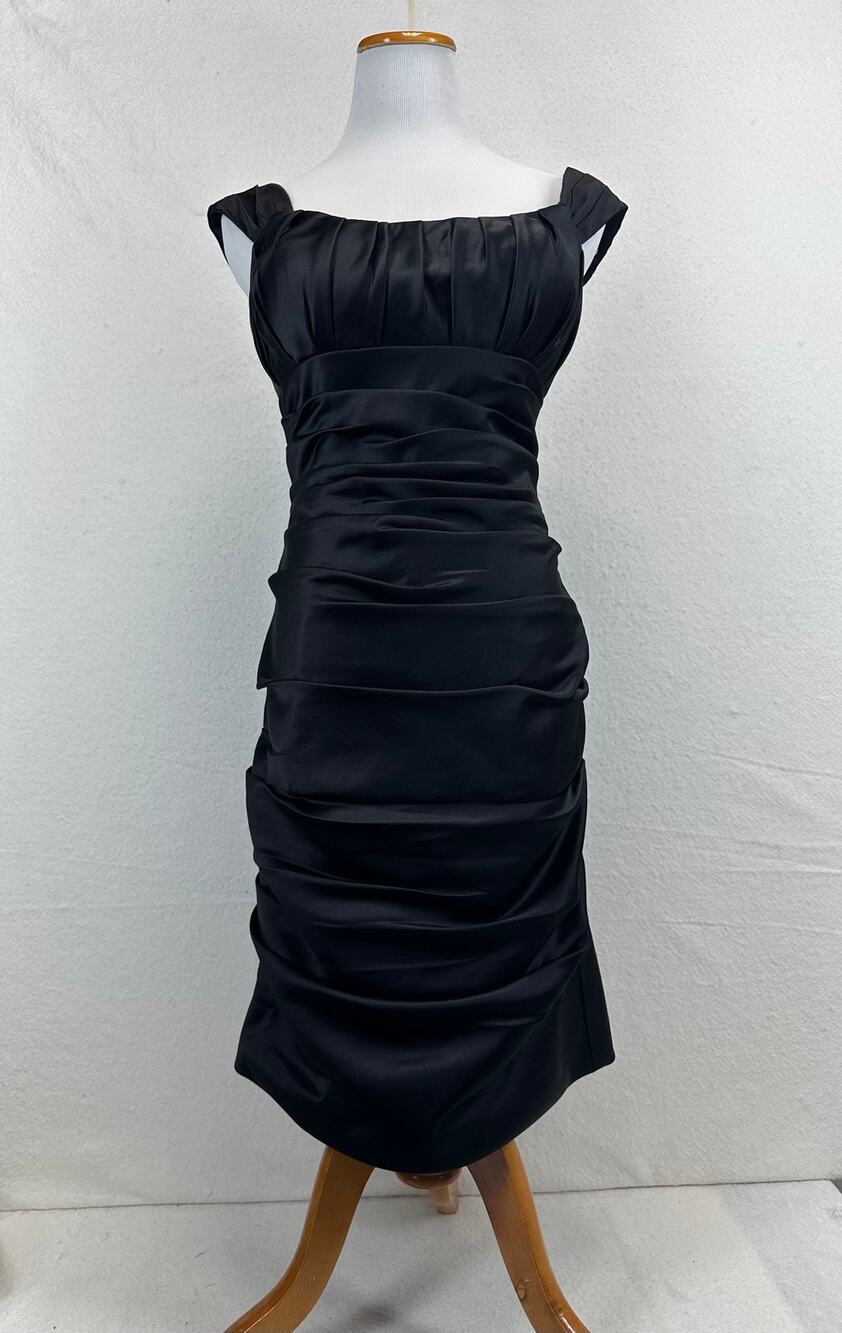 Bill Levkoff Black Satin Sheath Sample NWOT SZ 10 Homecoming Bridal Formal